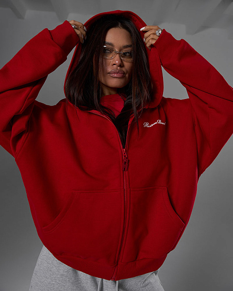 ХУДИ ZIP “QUIET WEALTH” | КРАСНЫЙ